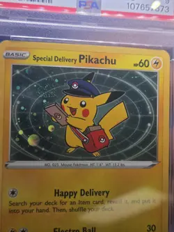 Pokemon Center Canada Special Delivery Pikachu SWSH074 Cosmo Holo W/ Swirl PSA 9 - Image 3