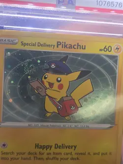 Pokemon Center Canada Special Delivery Pikachu SWSH074 Cosmo Holo W/ Swirl PSA 9 - Image 4