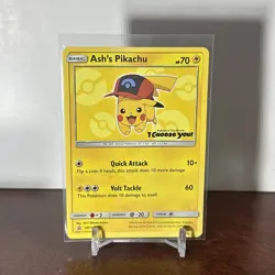 Pokemon TCG Ash's Pikachu SM111 Stamp Regular Promo - Image 1
