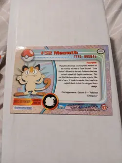 Pokemon Vintage Topps Meowth #52 Rare LP Blue Label English Non-Holo - Image 2