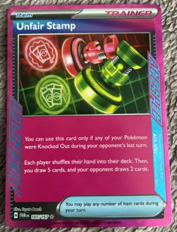 Unfair Stamp - 165/167 - SV Twilight Masquerade - Ace Spec - Pokemon - NM/M - Image 1