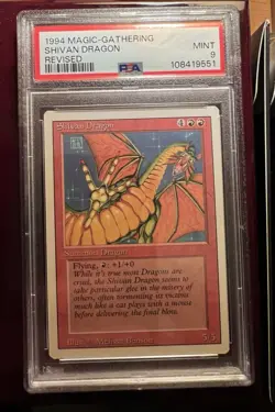 Magic The Gathering 1994 MTG Revised Shivan Dragon PSA 9 Mint - Image 1