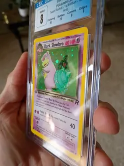 CGC 8 Dark Slowbro Pokemon Team Rocket 1st Edition Holo - Image 3