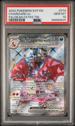 Charizard EX PSA 10 - 2024 Pokemon SVP EN #074 - Paldean Fates Tin Promo - Image 1