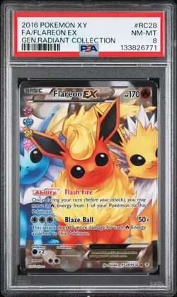 2016 POKEMON XY GENERATIONS RADIANT COLL #RC28 FULL ART/FLAREON EX PSA 8 - Image 1