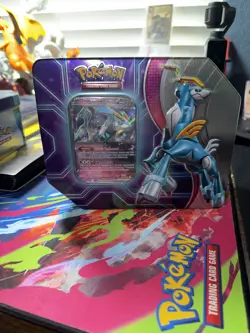 Pokemon TCG Paradox Destinies Iron Crown EX Tin Factory Sealed - Image 1