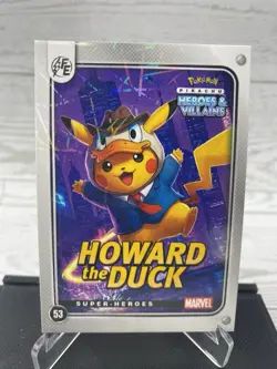 Pikachu as Howard The Duck Lazer Holo Marvel Hero & Villain Non-Pokemon Fan Art - Image 2