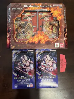 Bandai One Piece (1) Illustration Box vol 5 & (2) OP14 Sleeved Azure Sea’s Pack - Image 1