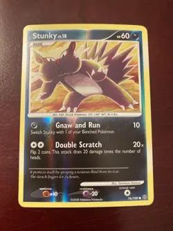 Stunky 76/100 Stormfront Reverse Holo Common 2008 English Pokemon TCG Card NM - Image 1
