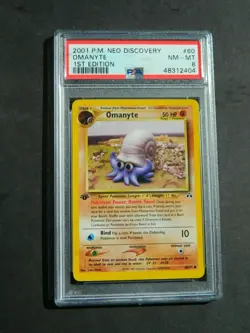 Pokemon PSA 8 1ST EDITION OMANYTE 60/75 NEO DISCOVERY SET NON HOLO - NM/MINT - Image 1
