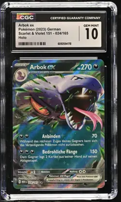Pokemon Arbok ex 151 PSA CGC 10 Deutsch #024 Scarlet Violet AR Fullart - Image 1