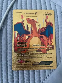 Pokemon Charizard V Evolution 508HP Gold Foil Fan Art Card - Image 1