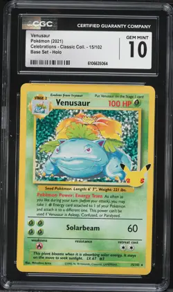 2021 Pokemon Celebrations Holo Venusaur #15 CGC 10 - Image 1