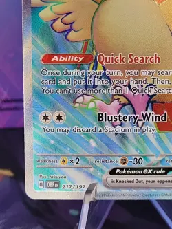 Pokemon Scarlet & Violet Obsidian Flames Pidgeot EX Ultra Rare Full Art 217/197 - Image 5