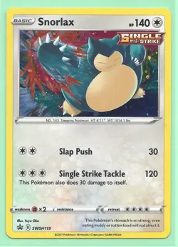 Pokemon SNORLAX SWSH119 -BLACK STAR RARE - PROMO - HOLO - NEW - NM/M - Image 1
