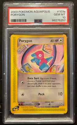 2003 POKEMON AQUAPOLIS 103A/147 PORYGON PSA 10 *** POP 43 *** - Image 1