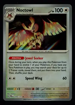 Noctowl (Master Ball Pattern) 078/131 SV: Prismatic Evolutions Rare Pokemon TCG - Image 1