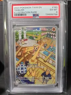2024 POKEMON TWM EN-TWILIGHT MASQUERADE ILLUSTRATION RARE #183 TIMBURR PSA 6 - Image 1