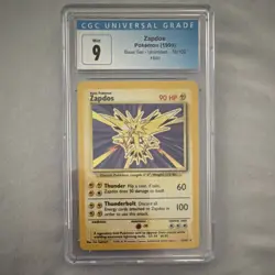 The Pokemon Company Zapdos 016/102 Base Set Unlimited Holo Rare 1999 CGC 9 - Image 1
