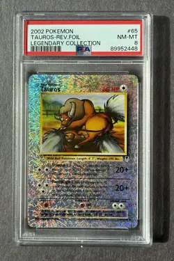2002 POKEMON LEGEND COLL #65 TAUROS-REVERSE FOIL PSA 8 - Image 1