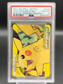 Pikachu PSA 10 #A028 2004 Pokemon Japanese E-Battle Fire Red & Leaf Green Yellow - Image 1