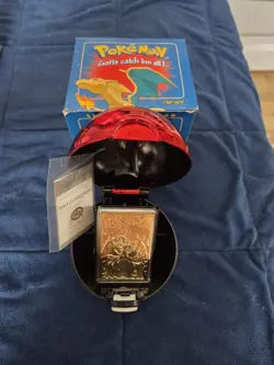 Nintendo Pokemon 23K Gold Charizard Card Burger King 1999 Poke Ball Case - Image 1