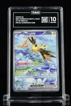 Zapdos EX 202/165 Scarlet & Violet 151 Special Illustration Rare Pokemon TAG 10 - Image 1