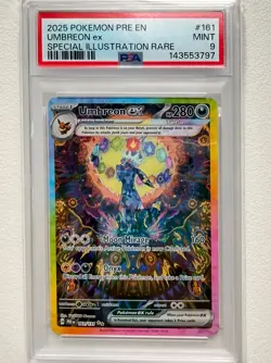PSA 9 PRE EN UMBREON EX #161 PRISMATIC EVOLUTIONS POKEMON RARE ILLUSTRATION 2025 - Image 4