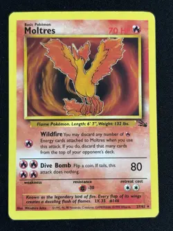 Pokemon Moltres 27/62 Fossil Rare Regular Unlimited English Basic 70 HP - Image 1
