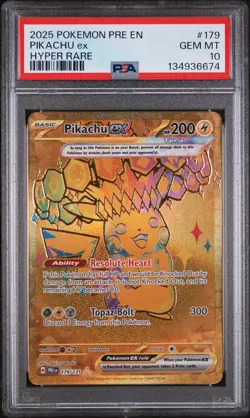 2025 POKEMON PRE EN-PRISMATIC EVOLUTIONS HYPER RARE #179 PIKACHU EX PSA 10 - Image 1