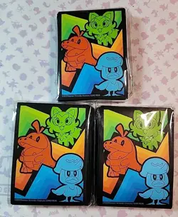 3×Sealed Paldea Evolved ETB 65 Ct Sprigatito Fuecoco Quaxly Pokemon Card Sleeves - Image 1