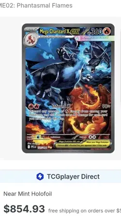 Mega Charizard X EX Phantasmal Flames ME02 Rare Holofoil EX Pokemon Card - Image 1