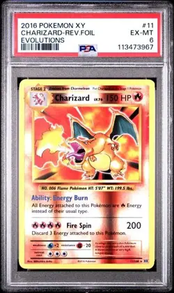 2016 Pokemon XY Evolutions – Charizard Reverse Holo #11 – PSA 6 EX-MT – WOTC - Image 1