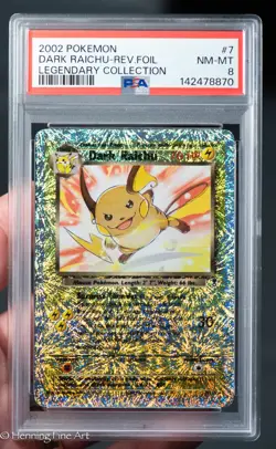 2002 POKEMON LEGENDARY COLLECTION #7 Dark Raichu - REVERSE FOIL PSA 8 - Image 1