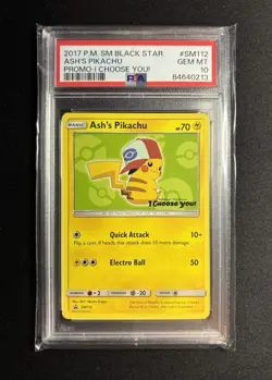 Pokemon Ash's Pikachu I Choose You! Black Star Promo SM112 PSA 10 Gem Mint - Image 1
