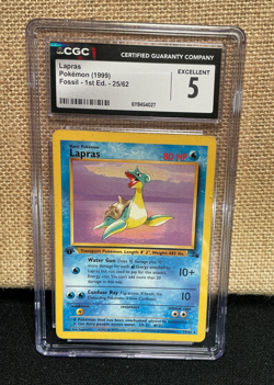 Lapras 1st Edition 25/62 Fossil 1999 WOTC Non-Holo Rare Pokemon CGC 5 Graded - Image 1