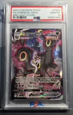 PSA 10 Umbreon VMAX TG23/TG30 Brilliant Stars FA Pokemon Card Trainer Gallery - Image 1