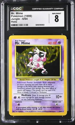 CGC 8 Mr. Mime 1999 Jungle 6/64 Holo Pokemon Card - Image 1