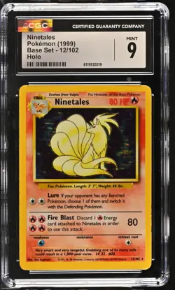 CGC 9 MINT Ninetales 1999 Base Set 12/102 Holo Pokemon Card - Image 1