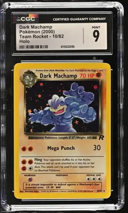 CGC 9 MINT Dark Machamp 2000 Team Rocket 10/82 Holo Pokemon Card - Image 1