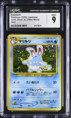CGC 9 MINT Azumarill Japanese Neo Genesis 184 Holo Pokemon Card - Image 1