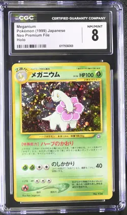 CGC 8 Meganium 1999 Neo Premium File Japanese 154 Holo Pokemon Card - Image 1