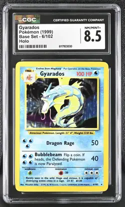 CGC 8.5 Gyarados 1999 Base Set 6/102 Holo Pokemon Card - Image 1