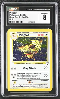 CGC 8 Pidgeot 2000 Base Set 2 14/130 Holo Pokemon Card - Image 1