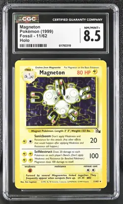 CGC 8.5 Magneton 1999 Fossil 11/62 Holo Pokemon Card - Image 1