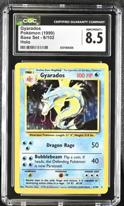CGC 8.5 Gyarados 1999 Base Set 6/102 Holo Pokemon Card - Image 1
