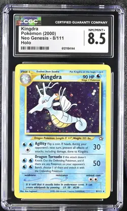 CGC 8.5 Kingdra 2000 Neo Genesis 8/111 Holo SWIRL Pokemon Card - Image 1