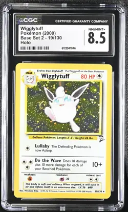 CGC 8.5 Wigglytuff 2000 Base Set 2 19/130 Holo SWIRL Pokemon Card - Image 1