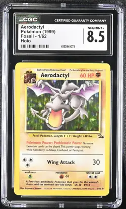 CGC 8.5 Aerodactyl 1999 Fossil 1/62 Holo Pokemon Card - Image 1