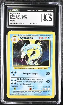 CGC 8.5 Gyarados 1999 Base Set 6/102 Holo Pokemon Card - Image 1